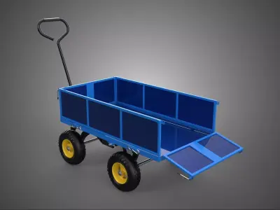 GARBAGE RUBBISH TRASH TRAILER CART WAGON WHEELBARROW BIN TRUCK 4 3D model