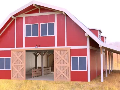 Barn house Low-poly 3D model