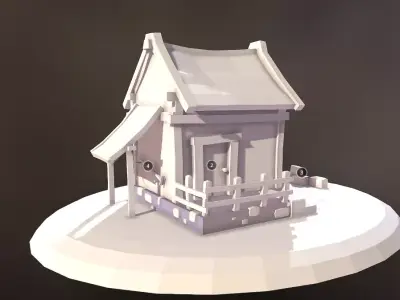 House low poly with roof on top Free low-poly 3D model