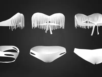 Fringe Bandeau Top and Bikini Swimwear Low-poly 3D model