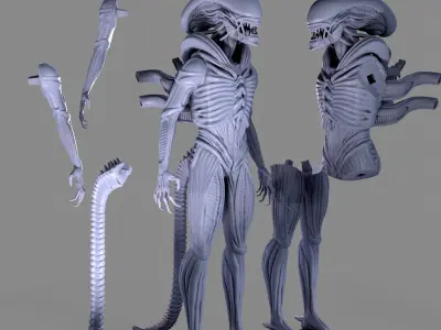 Standing xenomorph model 3D print model