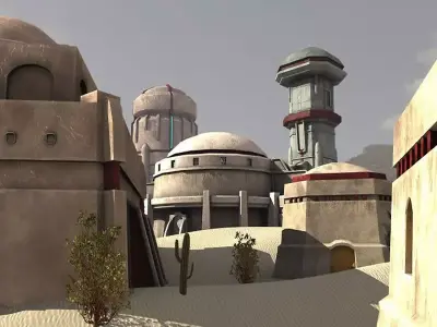Sci Fi Desert Buildings Low-poly 3D model