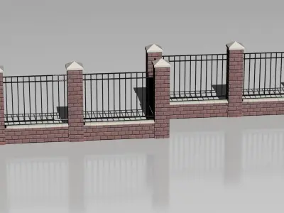 Brick fence 03 3D model