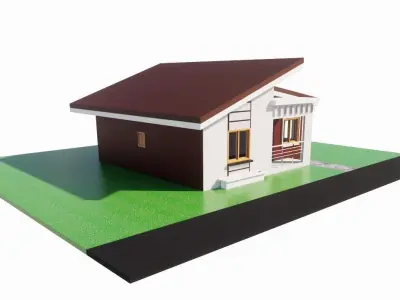 Sloped Roof Private House 3D model