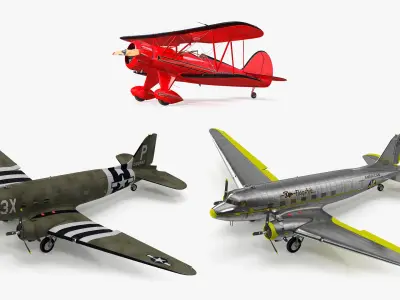  Vintage American Aircrafts Rigged for Maya Collection 