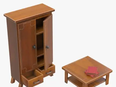 Cupboard and table 3D model