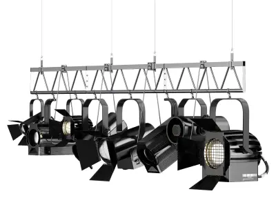 Soft theater farm with lighting equipment Low-poly 3D model