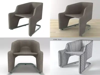 Skate four different chairs with metal frame 3D model