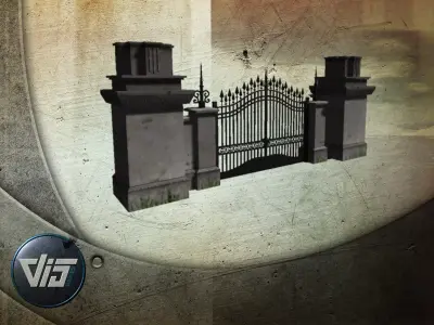 Gardenwall gate Low-poly 3D model