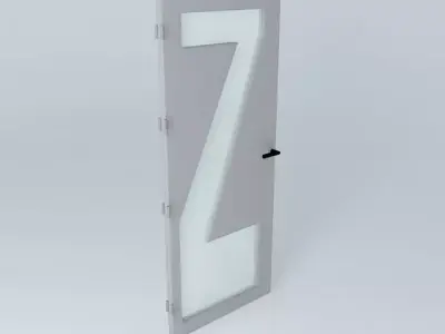 Letter Z 3D door very detail with glass lock and hinger Free 3D model