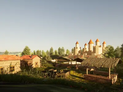 Medieval Landscape Low-poly 3D model