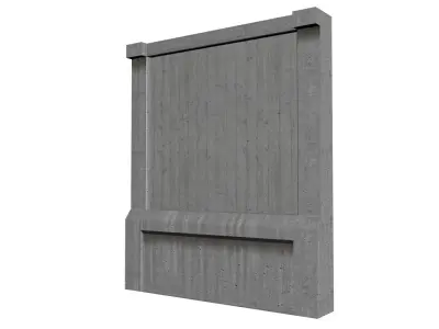 3D Game Ready Wall concrete with wooden frame Low-poly 3D model