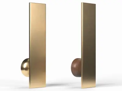 Tumalo Brass with Walnut Knob Exterior Door Hardware 3D model