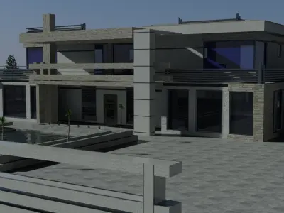 Villa modern house on beach 3D model
