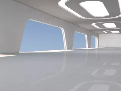 Empty White Corridor 3D model