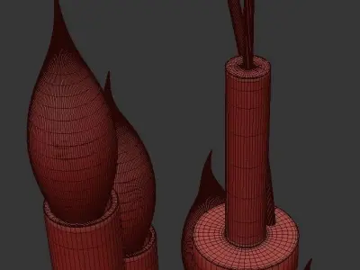 SHIRO gold pendant light with five candle holders 3D model