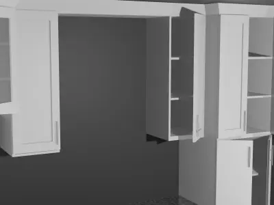 Kitchen set with cabinets and counter tops Free low-poly 3D model