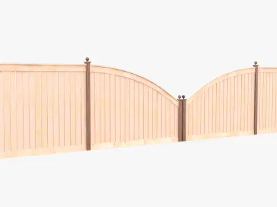 Modular Wooden Fence Low-poly 3D model