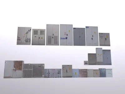 21 Electric Box Asset in one map Low-poly 3D model
