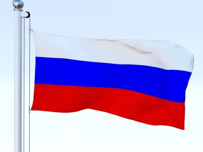 Animated Russia Flag Low-poly 3D model