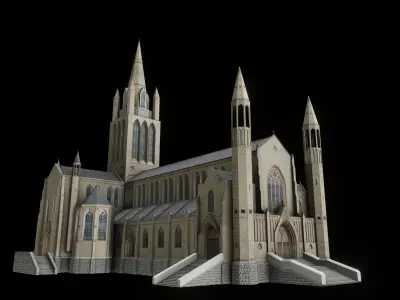 3D Church Building Low-poly 3D model