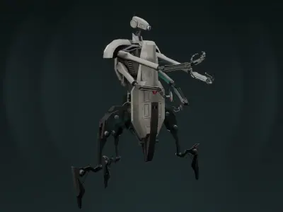 Med-droid futuristic looking robot Low-poly 3D model