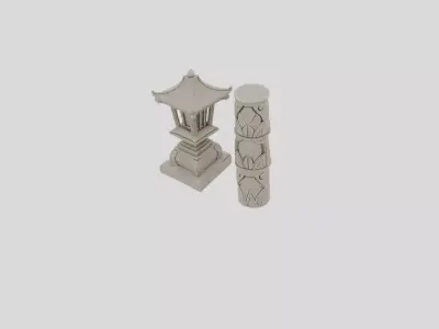 Ancient Fantasy Stone Standing Lantern for 3D print 3D model