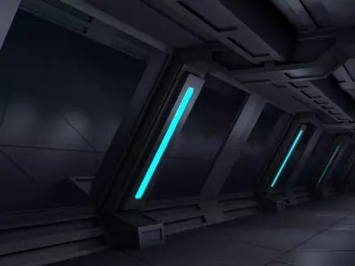Sci fi Corridor Low-poly 3D model get