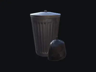 Trash Can Low-poly 3D model 18