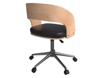 Office Chair Black and Beech Wood Scandinavian Task Chair Low-poly 3D model