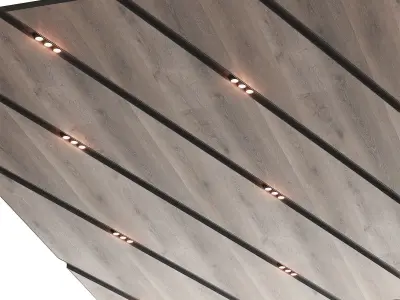 Wooden suspended ceiling with lighting 45 3D model