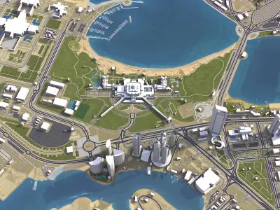 Abu Dhabi - 3D City Model Low-poly 3D model