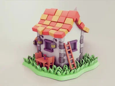 cartoon house 03 Low-poly 3D model