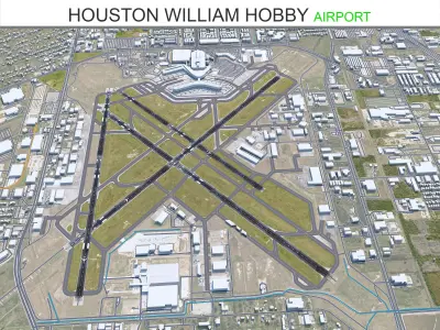 Houston William Hobby Airport 10km Low-poly 3D model