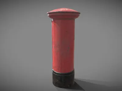 UK post box PBR Low-poly 3D model