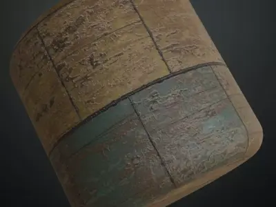 Vintage Painted Wood Planks PBR Seamless Texture