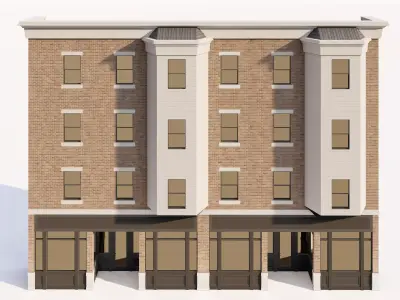 Urban Street Scene Unit - Classical Shops and Apartments 3D model