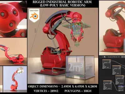 Industrial Robot Arm Basic Version Low-poly 3D model
