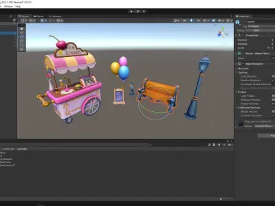 stylized ice cream pack scene Low-poly 3D model