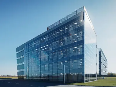 Modern Office Building with carpark Low-poly 3D model