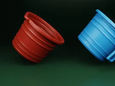 Bucket plastic Water mug Free 3D model