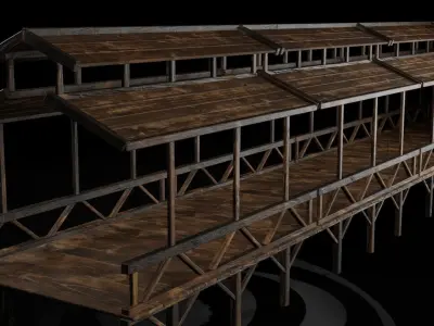 AAA Medieval Wooden Bridge 03 R Low-poly 3D model