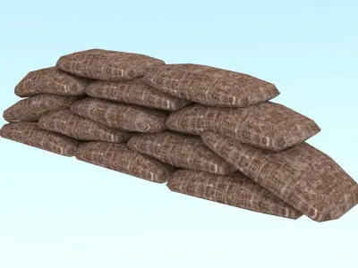 Sandbags pile of bricks Free low-poly 3D model