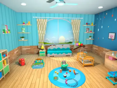 Baby Room Lowpoly Low-poly 3D model