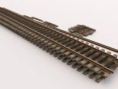 Old Railway Tracks Low-poly 3D model