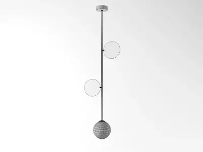 Plates pendant light with two balls hanging from it 3D model