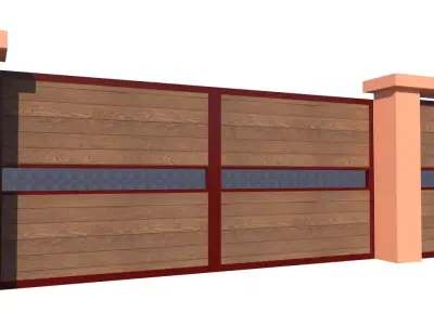Wooden Planks Door with Iron Frame Free 3D model