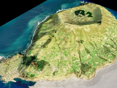 Corvo Island 3d model terrain Low-poly 3D model