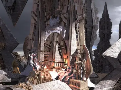 Arch Dragon Tower Gateway Kit bash 2 3D model