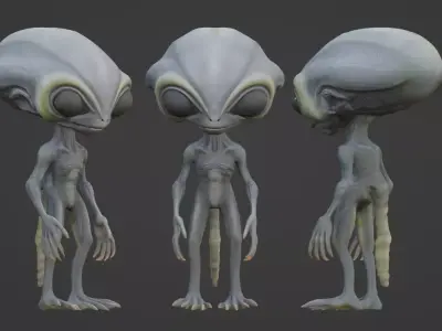 Realistic Gray Alien  3D print model